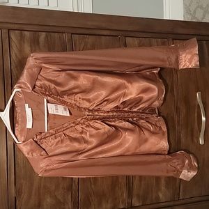 NWT ASTR The Label Brown Satin Blouse